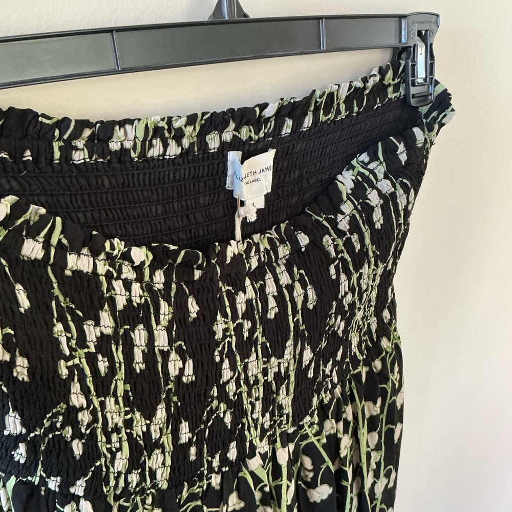 Elizabeth James The Label Pull On Floral Black and Green Maxi Skirt Large - Picture 3 of 6